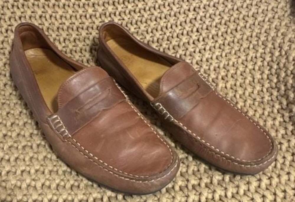 osten heel brown leather penny driver loafers size 10